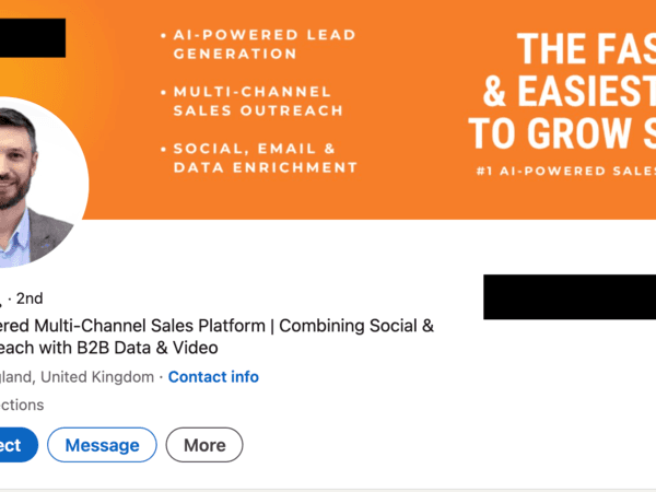 LinkedIn profile with 2,500+ connections and verification badge
