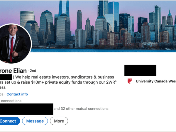 Aged LinkedIn profile showing 4 years of activity history