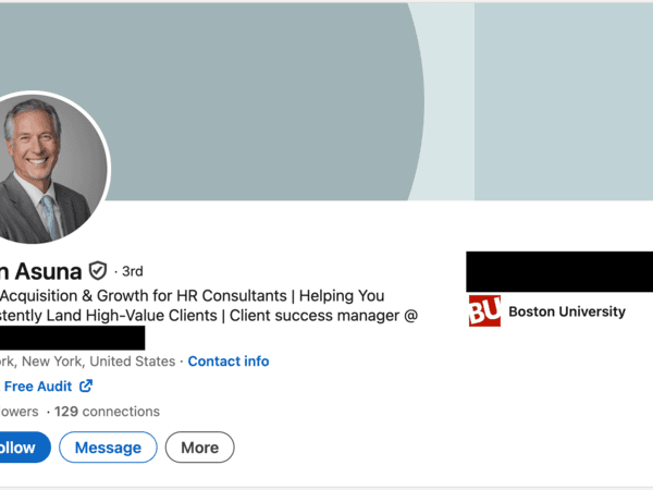 Professional LinkedIn profile with industry-specific endorsements